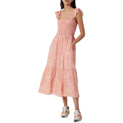 

Женское платье макси до середины икры с цветочным принтом French Connection Diana Verona BHFO 0636, Coral pink multi