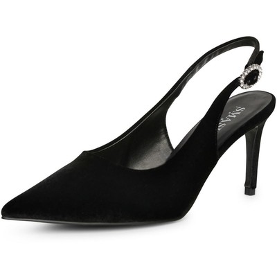 Потрясающие женские туфли на высоком каблуке Dion Black Metallic Slingback 10 Medium (B, M) BHFO 0332