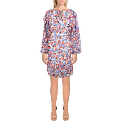 

Женское белое дневное платье миди до колена с присборками Lauren Ralph Lauren  BHFO 6616, Red/blue