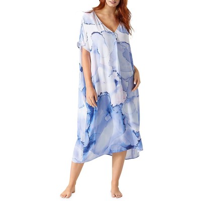 Tommy Bahama Женское длинное платье с V-образным вырезом под голубой мрамор L/XL BHFO 6321