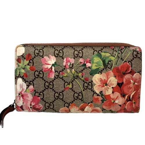 【GUCCI】Micro GG Supreme Coin Pocket Long Wallet Gucci White Micro GG Supreme Star Zip Around Long Wallet