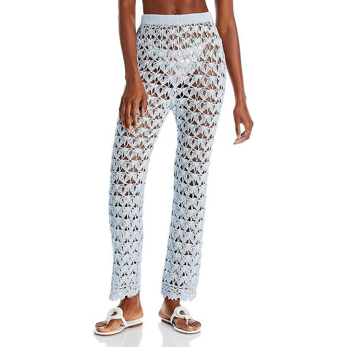 Capittana Crochet Pants Beachwear Cover-up Women's XS/S Light Blue Pull-On + - Picture 1 of 14