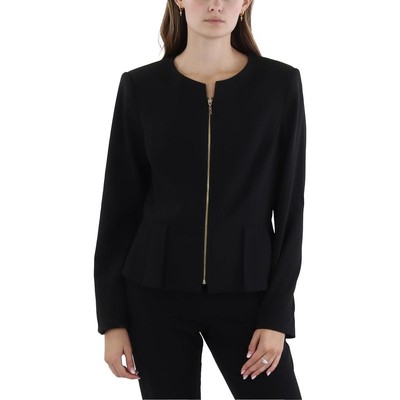 Tahari ASL Womens Black Crepe Business Collarless Blazer Jacket 10 BHFO 5798