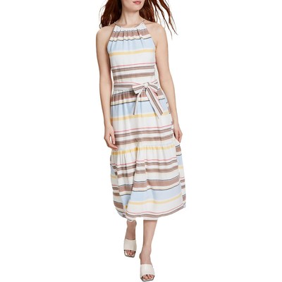 Женское длинное летнее платье-клеш на бретелях цвета слоновой кости DKNY 8 BHFO 8291