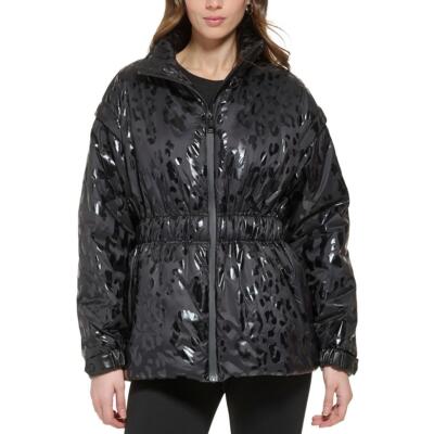 Женская пуховая куртка с воротником-стойкой и животным принтом DKNY, верхняя одежда BHFO 7653