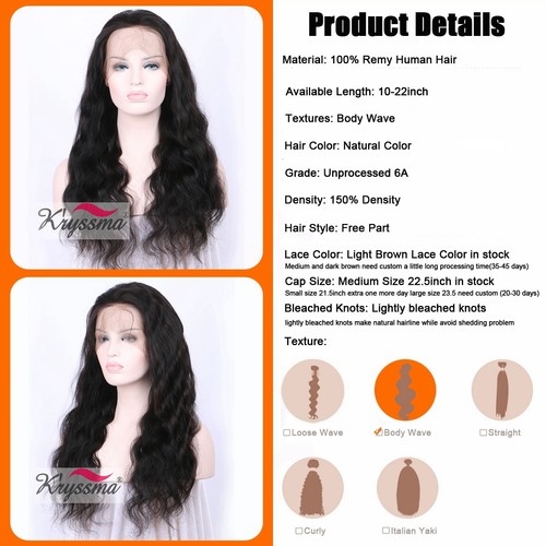 Pre Plucked 360 Lace Wig Body Wave 7a Brazilian Remy Human Hair
