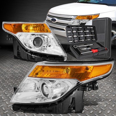 ДЛЯ FORD EXPLORER 11-15 ХРОМИРОВАННЫЙ КОРПУС, ЯНТАРНАЯ УГЛОВАЯ ФАРА ПРОЕКТОРА + НАБОР ИНСТРУМЕНТОВ