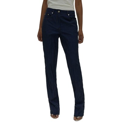 

Helmut Lang Женские жатые повседневные узкие брюки с высокой посадкой BHFO 7128, Indigo, M01HW208