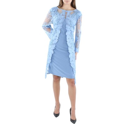 Женское синее платье для коктейлей и вечеринок Alex Evenings Evening Plus 10 BHFO 2559