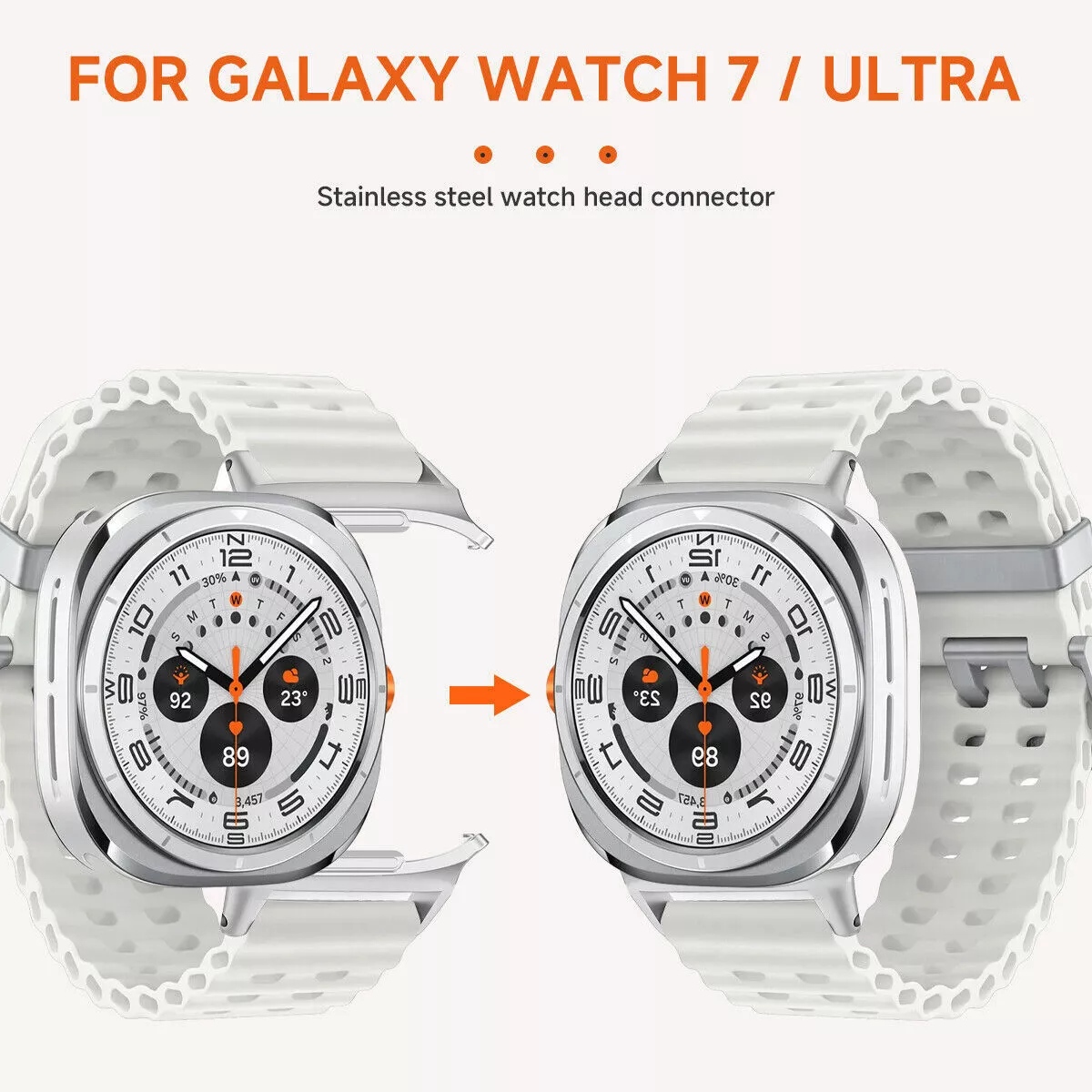 1Pair Metal Band Strap Connector Adapter For Samsung Galaxy Watch 7 Ultra 47mm