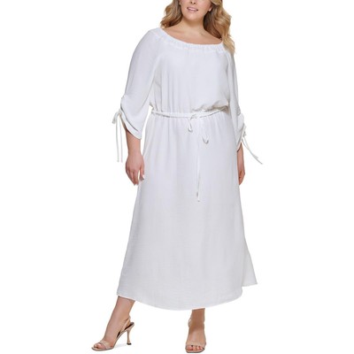 Женское макси-платье-сорочка Calvin Klein цвета слоновой кости с открытыми плечами Plus 18W BHFO 2084