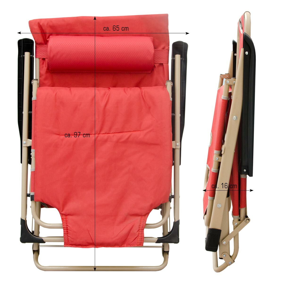 Faltbare Campingliege 178cm Gartenliege Sonnenliege Liegestuhl 120kg