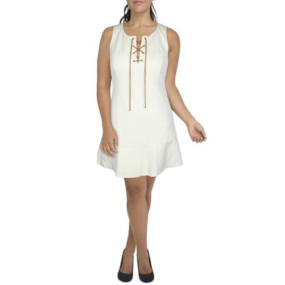 

Женское платье длиной до колена со шнуровкой цвета слоновой кости Lauren Ralph Lauren  BHFO 3301, Winter cream