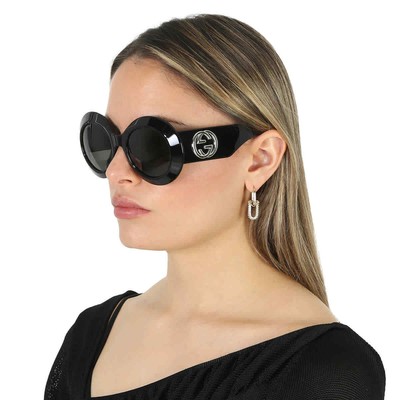 Pre-owned Gucci Grey Round Ladies Sunglasses Gg1647s 007 54 Gg1647s 007 54 In Gray