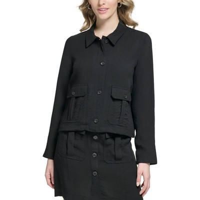 Женская черная укороченная рубашка Calvin Klein на пуговицах XL BHFO 9651