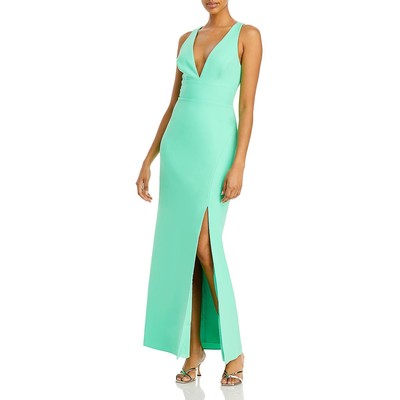 Женское зеленое вечернее платье макси с вырезом BCBGMAXAZRIA, 10 BHFO 3846