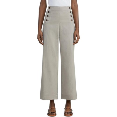 

Lafayette 148 New York Женские расклешенные брюки с высокой посадкой и широкими штанинами со складками BHFO 3758, Green clay, MPD10R1T31
