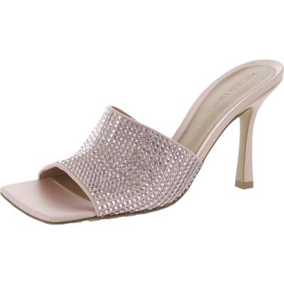 Pre-owned Bottega Veneta Womens Satin Rhinestone Sandal Heels Shoes Bhfo 3470 In Camellia
