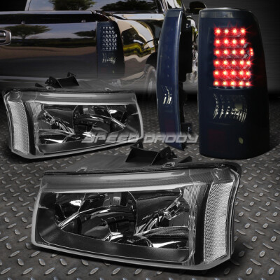 ЧЕРНЫЙ + ПРОЗРАЧНАЯ УГЛОВАЯ ФАРА + ДЫМЧАТЫЙ СВЕТОДИОДНЫЙ ЗАДНИЙ ФОНАРЬ В КОМПЛЕКТЕ ДЛЯ 03-07 CHEVY SILVERADO