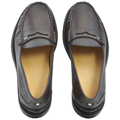 Pre-owned Bally Men's Roody Calf Leather Moccasins, Brand Size 6 ( Us Size 7 ) In Check Description