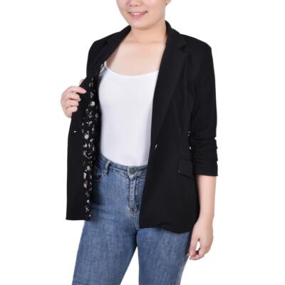 Женский блейзер Petites BHFO 4814 из крепа с рюшами на одной пуговице из коллекции NY Collection
