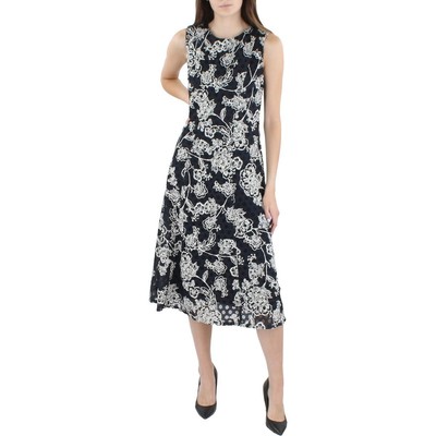 

Женское темно-синее кружевное платье миди с цветочным принтом Tommy Hilfiger  BHFO 0899, Navy