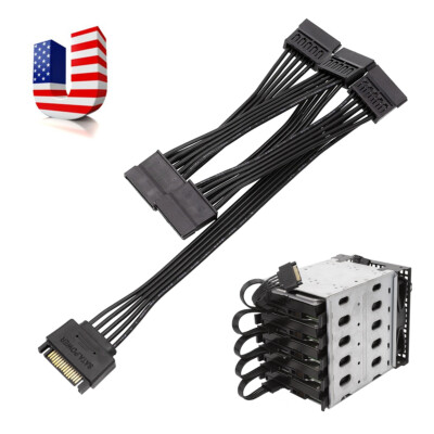 15-Pin SATA Power Extension Hard Drive Cable 1 Male to 5 Female Splitter Adapter