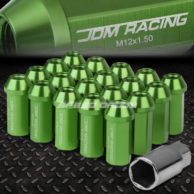 КОМПЛЕКТ ГАЕК JDM ИЗ ЗАКРЫТОГО АЛЮМИНИЯ ЗЕЛЕНОГО ЦВЕТА С 20 НАКОНЕЧНИКАМИ + АДАПТЕР M12X1,5 ДИАМЕТРОМ 25 ММ / ВЫСОТОЙ 50 ММ