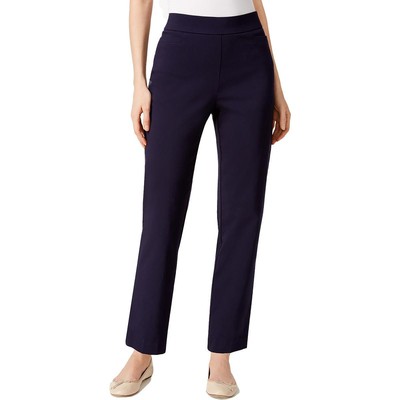 Alfred Dunner Женские темно-синие облегающие брюки с прямыми штанинами Petites 16P BHFO 1904