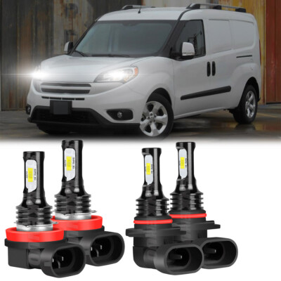 For Ram ProMaster City 2015-2020 Combo 4pc LED Headlight High Low Beam Bulbs Kit