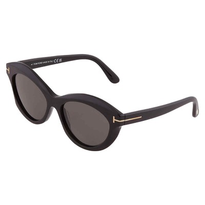 Pre-owned Tom Ford Toni Polarized Smoke Cat Eye Ladies Sunglasses Ft1111 01d 53 In Gray