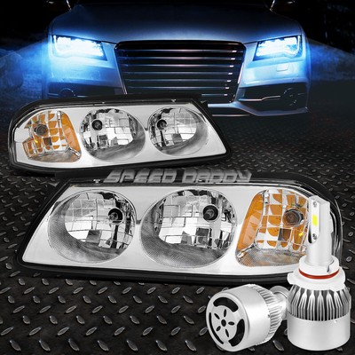 ХРОМИРОВАННЫЙ КОРПУС ФАРЫ + ЯНТАРНЫЙ УГОЛОК + БЕЛЫЙ СВЕТОДИОД 9006 HID с ВЕНТИЛЯТОРОМ ДЛЯ 00-05 IMPALA