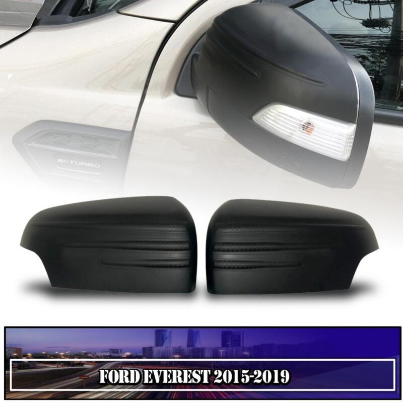 Side Wing Mirror Cover Matte Black Pair For Ford Everest 2015-2019 Suv