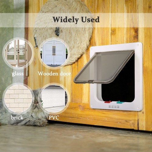 Details About 4 Way Safety Locking Pet Flap Cat Door For Interior Doors Exterior Doors