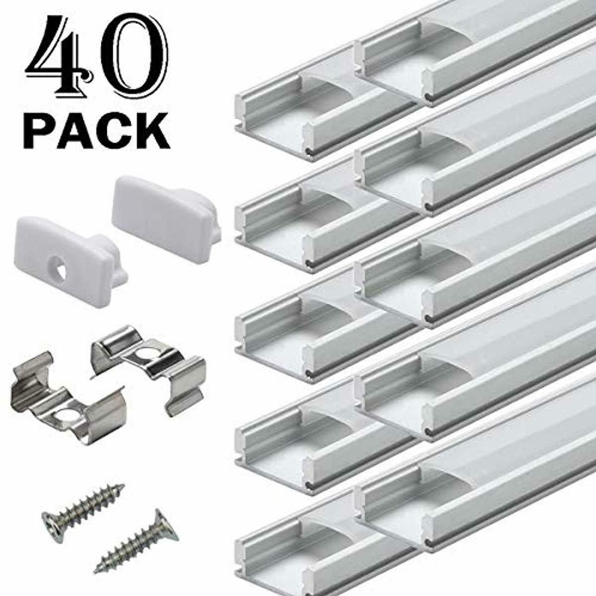 Aluminum Channels Led Strip Lights 40 Pk Under Cabinet Led Profile