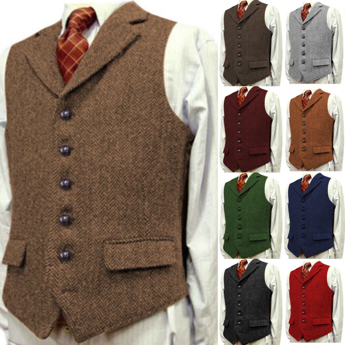 Old Vintage Tweed Country Hunting Vest Men's Tweed Hunting Vest
