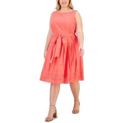 Женское розовое платье Anne Klein с вышивкой, облегающее и расклешенное, 18W BHFO 4691