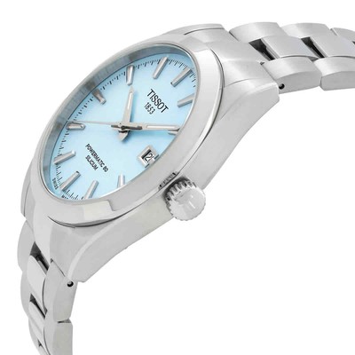 Pre-owned Tissot Gentleman Powermatic 80 Automatic Ice Blue Dial Watch T127.407.11.351.00