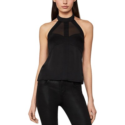 

Женский черный атласный укороченный топ на бретельках BCBGMAXAZRIA  BHFO 7104