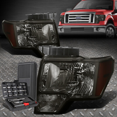ДЛЯ 09-14 FORD F150 ДЫМЧАТЫЙ КОРПУС, ЯНТАРНЫЕ УГЛОВЫЕ ФАРЫ ГОЛОВНОГО СВЕТА + НАБОР ИНСТРУМЕНТОВ