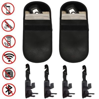 2-Pack Car Key RFID Signal Blocking Case w/ Bonus 4-Pack Backseat Headrest Hooks