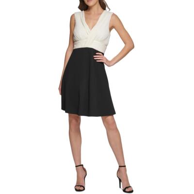 

Женское плиссированное рабочее платье без рукавов DKNY BHFO 5676, Black-ivory