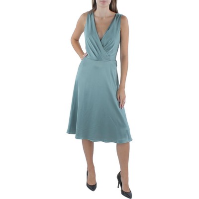 Женское зеленое платье Lauren Ralph Lauren с искусственным запахом и V-образным вырезом и расклешенными рукавами 10 BHFO 0369