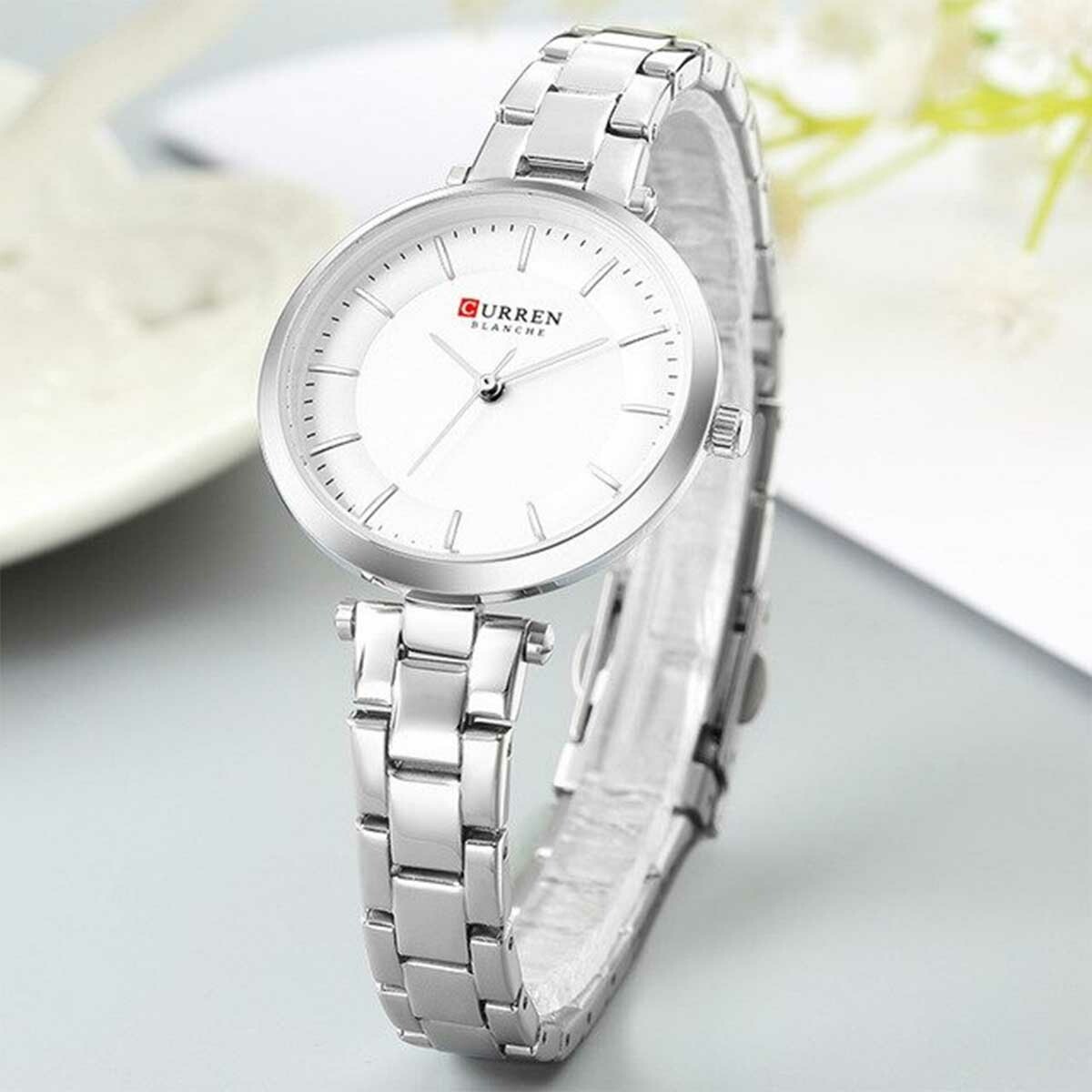 Orologio Da Polso Curren 9054 Donna Analogico Quarzo Moderno Fashion Silver lac