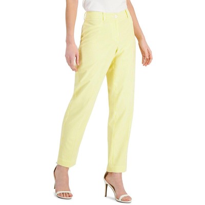 

Anne Klein Womens Textured Slim Work Wear Straight Leg Pants BHFO 9539, Daffodil/bright white, 10837008