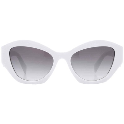 Pre-owned Prada Grey Gradient Cat Eye Ladies Sunglasses Pr 07ysf 142130 55 Pr 07ysf 142130 In Gray