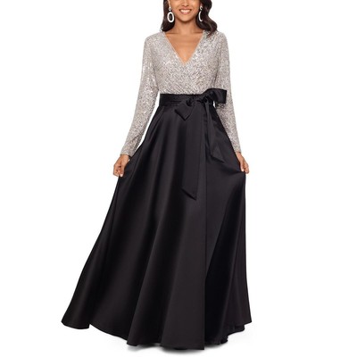 

Женское черное бальное вечернее платье Xscape с блестками  BHFO 9135, Black nude silver