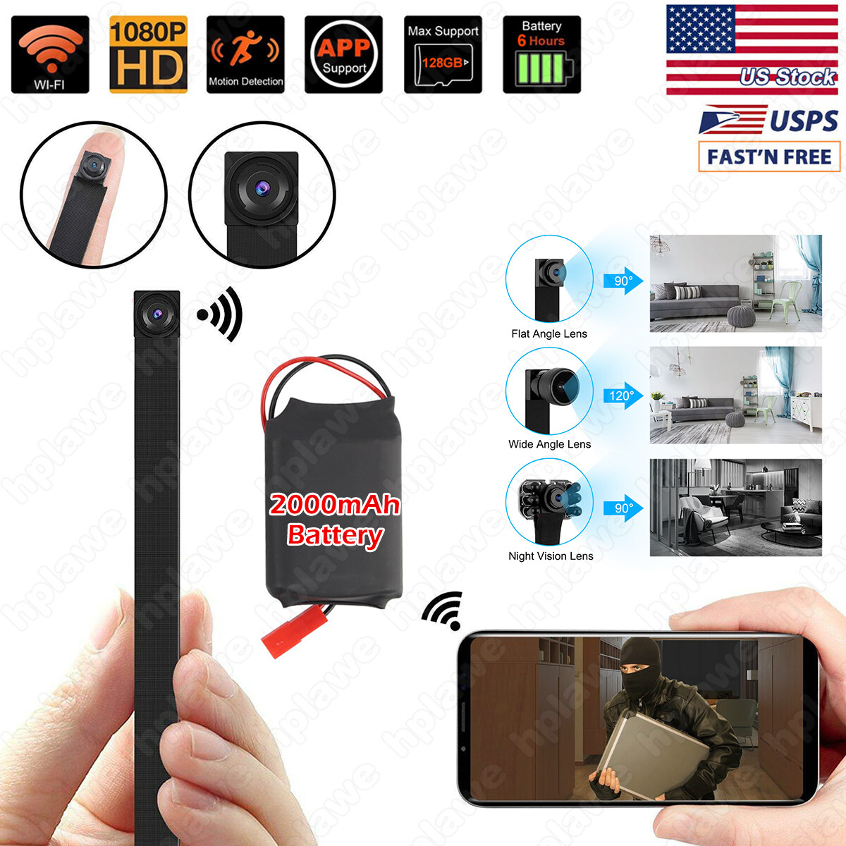 1080P WIFI Wireless Mini Spy Camera Pinhole DIY Hidden HD Screw IP DVR Nanny Cam