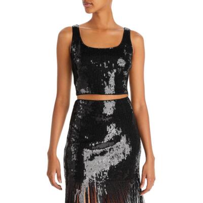 Укороченный топ на бретелях Lucy Paris Womens Morgan черного цвета с блестками XS BHFO 6658