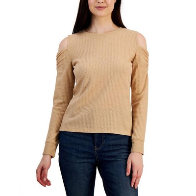 Женская коричневая футболка Tommy Hilfiger с открытыми плечами в стиле металлик L BHFO 0591